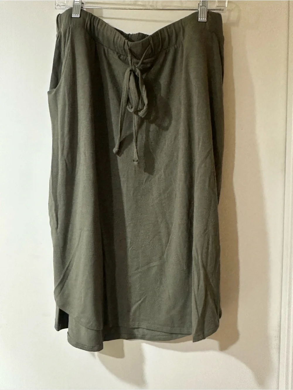 Zenana Outfitters Light Olive Green Drawstring Midi Skirt
